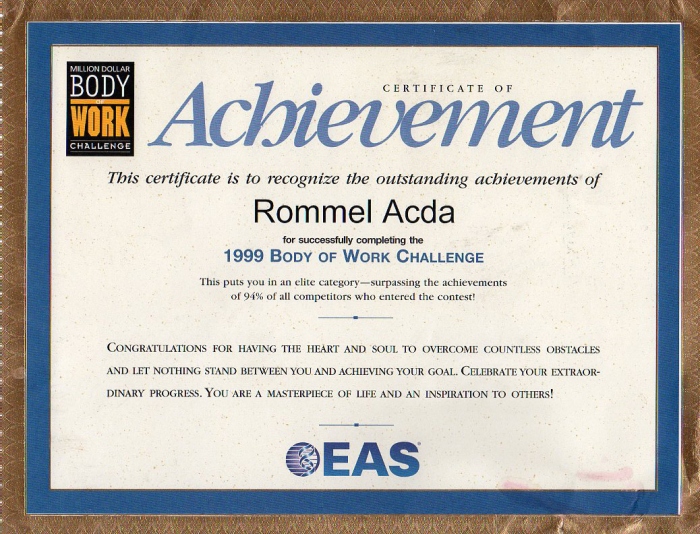 certificate of fitness transformation and achievement